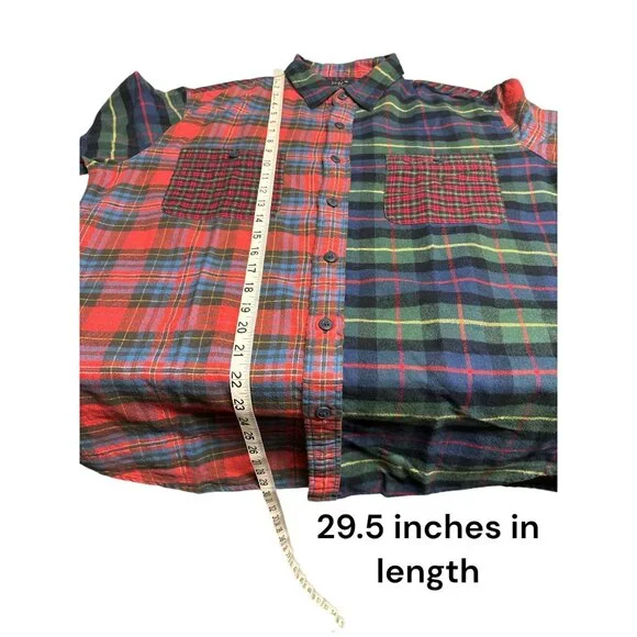 J.Crew Mens Flannel Plaid Shirt - L - 100% Cotton Red & Green - Picture 9 of 9